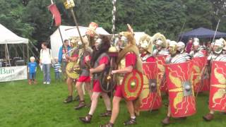 Roman Reenactment at the Amphitheatre in Caerleon Marching In [upl. by Banebrudge]