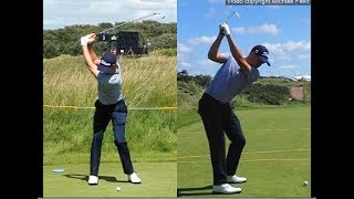 Justin Thomas golf swing  Long Iron faceon amp downtheline July 2017 [upl. by Lodmilla]