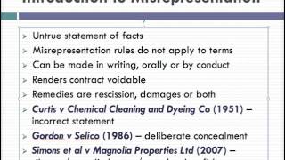 Misrepresentation Lecture 1 of 4 [upl. by Mukul]